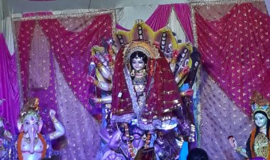 माता के दरबार पर भक्तों की अपार भीड़ मंदिरों और पंडालों में सजी मां दुर्गा की आकर्षक झांकियां दर्शन के लिए भक्तों का लगा ताता