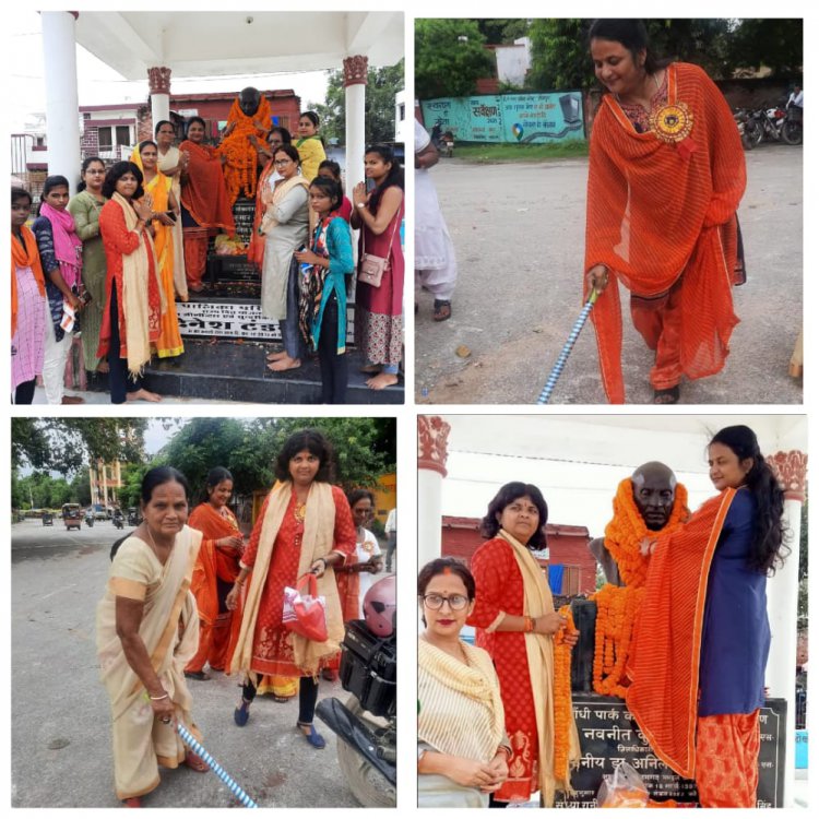 जौनपुर/शहर के गांधी तिराहा स्थित राष्ट्रपिता महात्मा गांधी की प्रतिमा पर किया माल्यार्पण