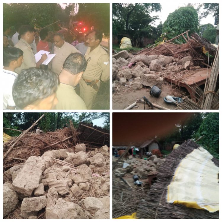 जौनपुर.खुटहन/ कच्चे मकान की  दीवार गिरने से घर के अन्दर पढ़ रहे बच्चे की मौत,कई घायल