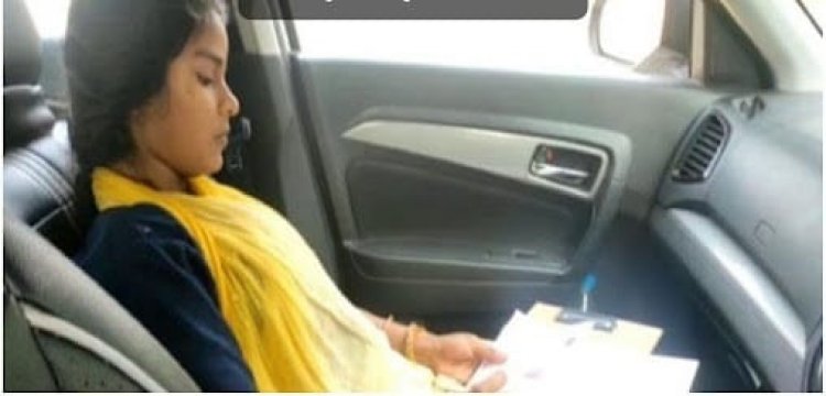 जौनपुर/मुफ्तीगंज ,10वीं की छात्रा ने कार में बैठकर दी परीक्षा,