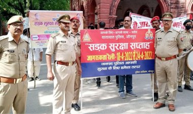 यातायात नियमों के प्रति रैली निकालकर लोगों को किया जागरूक