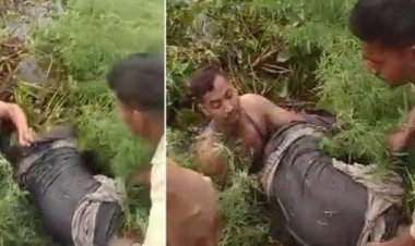 दलदल में कूदा  जाबाज़ सिपाही , बुजुर्ग  की बचाई जान