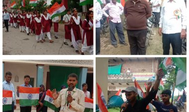 सड़कों पर तथा गॉव-गॉव के गलियो मे झंडा यात्रा