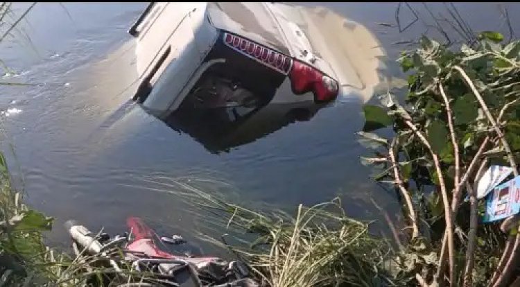 रेलिंग तोड़ स्कॉर्पियो ने भरी उड़ान, 3 घायल