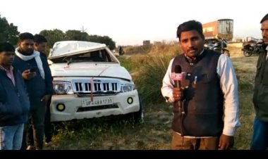 नौपेडवा/ बोलेरो का अगला टायर फटा,खाई में पलटी बोलेरो