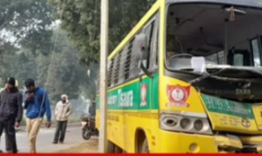 दो स्कूली बसो में हुई आपस में भिड़ंत, 5 बच्चे हुए घायल.